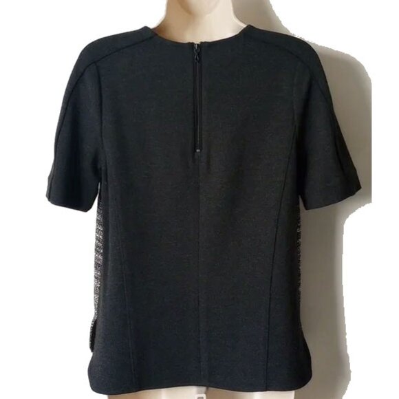 NWT $345 Vince Boxy Textured Tweed & Wool Contrast Shirt XXS Charcoal - Picture 2 of 7